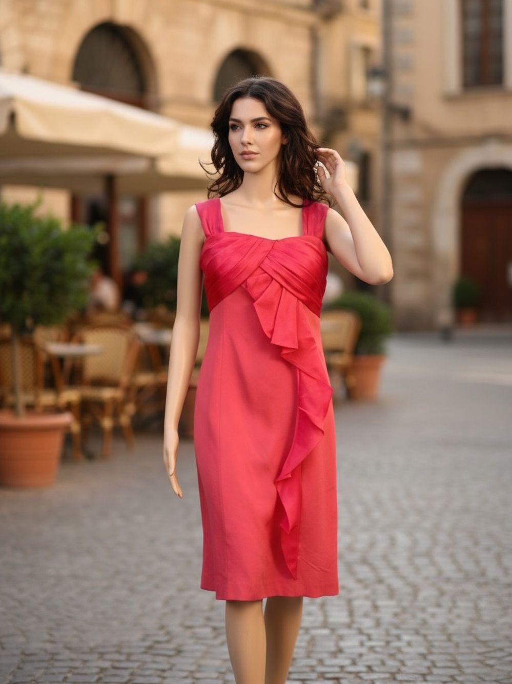 Rickie Freeman Teri Jon Pink Ruffle Front Sleeveless Mini Dress 4